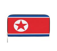 YVNKHKU Billetera con clip para dinero, elegante, para hombres y mujeres, piel sintética, múltiples compartimentos, ideal para dinero en efectivo y tarjetas, bandera de Corea del Norte, Negro -, Talla