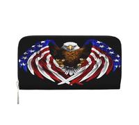 YVNKHKU Billetera con clip para dinero, elegante, para hombres y mujeres, piel sintética, múltiples compartimentos, ideal para dinero en efectivo y tarjetas, bandera de Estados Unidos, águila