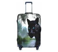 YVNKHKU Black Panther in the Jungle - Funda elástica para maleta, duradera, antiarañazos, se adapta a equipaje de 18 a 32 pulgadas, fácil de lavar y protección de viaje, Negro -, S