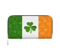 YVNKHKU Cartera elegante para hombre y mujer, cuero PU, varios compartimentos, ideal para efectivo y tarjetas, bandera irlandesa, negro, One Size, Negro , talla única