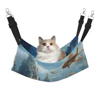 YVNKHKU Flotante City of Fish Schools in The Clouds - Hamaca reversible para gatos colgante, suave, transpirable, jaula para mascotas, cama ajustable para gatitos, cachorros o pequeños y medianos