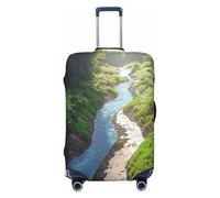 YVNKHKU Forests and Rivers - Funda elástica para maleta, duradera, antiarañazos, se adapta a equipaje de 18 a 32 pulgadas, fácil de lavar y protección de viaje, Negro -, L