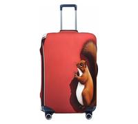 YVNKHKU Funda elástica para maleta con diseño de ardillas bajo la ciudad roja, duradera, antiarañazos, se adapta a equipaje de 18 a 32 pulgadas, fácil de lavar y proteger de viaje, Negro -, L