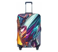 YVNKHKU Funda elástica para maleta con salpicaduras de líquidos, para nave espacial, duradera, antiarañazos, se adapta a equipaje de 18 a 32 pulgadas, fácil de lavar y protección de viaje, Negro -, S