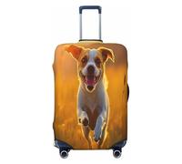 YVNKHKU Happy little dog1 - Funda elástica para maleta, duradera, antiarañazos, se adapta a equipaje de 18 a 32 pulgadas, fácil de lavar y protección de viaje, Negro -, S