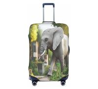 YVNKHKU The Elephant in Utopia - Funda elástica para maleta, duradera, antiarañazos, se adapta a equipaje de 18 a 32 pulgadas, fácil de lavar y protección de viaje, Negro -, M