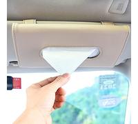 YVPSI Soporte para pañuelos de coche para visera solar con recambio de pañuelos, soporte para máscara de coche, caja de pañuelos de piel sintética, soporte para caja de pañuelos colgante, dispensador de máscara para coche (beige)