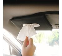 YVPSI Soporte para pañuelos de coche para visera solar con recambio de pañuelos, soporte para máscara de coche, caja de pañuelos de piel sintética, soporte para caja de pañuelos colgante, dispensador de máscara para coche (negro)