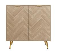 Yvsevnr Aparador de Cocina con 2 Puertas Patas de Metal, Mueble Almacenaje Cocina Madera, Mueble Auxiliar Cocina, Estante Ajustable, Espiga, Antivuelco, para Comedor Salón