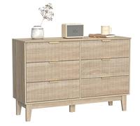 Yvsevnr Cómoda Dormitorio Cajonera con 6 Cajones de Madera Antivuelco Cómodas y Cajoneras Roble Sinfonier para Sala de Estar, Comedor, Dormitorio, Entrada 120 x 40 x 80 cm