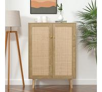 Yvsevnr Mueble Auxiliar Cocina 2 Puertas Aparador de Salón Moderno con Estante Ajustable Rattan Armario de Almacenamiento Antivuelco para Comedor, Salón, Pasillo, Dormitorio 80 x 34 x 112 cm