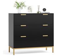 Yvsevnr Negro Cómoda de Madera para Dormitorio, Armario de Almacenamiento | Mueble para Ropa de Gran Capacidad, Antivuelco, Sinfonier 3 Cajones, Mueble Organizador para Sala de Estar, Entrada