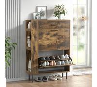 Yvsevnr Zapatero con 2 Solapas, 1 cajón, Zapatero, Compartimento Abierto, para 12-16 Pares de Zapatos, Pasillo, Entrada, Sala de Estar