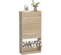 Yvsevnr Zapatero estrecho y alto de madera con 3 solapas, estante ajustable, para 18 pares de zapatos, para entrada, salón, 59,8 x 23,5 x 121,8 cm