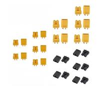 Yvxotrxnk 5 pares XT30U Yellow Black Male Female Connectors | Gold Plated RC Lipo Battery Plugs for Multi-Axis Aircraft, Fixed Wing, FPV Drone, ESC | Upgrade XT30 Connectors(15 pares XT30 3 Style)