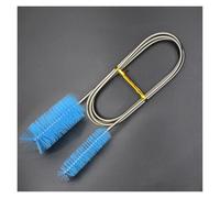 Yvxotrxnk Cepillo de limpieza de acuario de doble cabeza, de acero inoxidable, flexible, tubo de agua, tubo de lirio y tubo de aire, juego completo de limpiador de tubos de peces (azul, 90 cm)
