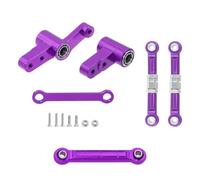 Yvxotrxnk CNC Aluminum Steering Group Assembly with Bearings & Link Tie Rods, Precision Upgrade Kit for 1/14 Scale RC Car, Metal Modification Parts to Steering Play (Purple Set 3)