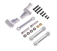 Yvxotrxnk CNC Metal Steering Assembly Upgrade Kit with Bearings for 1/14 Scale RC Car, High Precision Steering Linkage Group to Play & Improve Control(Set Silver)