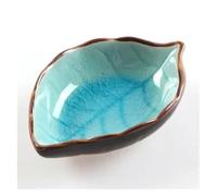 Yvxotrxnk Ice Crack Glaze Leaf Ceramic Kitchen Tool, Small Sauce & Seasoning Dish for Soy Sauce, Vinegar, Dipping - Mini Bowl Creative para Sushi, Cooking & Table Serving(Lake Blue)
