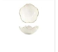 Yvxotrxnk Juego de platos pequeños de cerámica con borde dorado, elegantes platos de temporada y salsa para helados, ensalada de frutas, aperitivos, vajilla decorativa de cocina y vanidad (blanco)