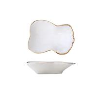 Yvxotrxnk Juego de platos pequeños de cerámica con bordes dorados, salsa y cuenco para salsa para olla caliente, sushi, encurtidos, elegantes platos para cenar en casa y temporadas (como se muestra en