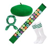Yvxotrxnk Scouts & Guides Uniform Set for Teens and Adults | Complete Kit with Green Beret, Badge Sash, Neckerchief, Belt & Socks | Guía de estilo oficial Uniforme (Suit3)
