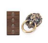 Yvxotrxnk Vintage Lion Head Door Knocker with Two Dragons, Solid Brass Antique Handle for Main & Glass Doors, Entryway Decor Home Accessory
