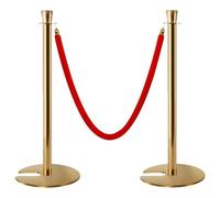 YVYKFZD Cola de Poste Separador, Postes Separadores de acero inoxidable, Barreras de Seguridad de control de multitudes con cuerdas de terciopelo de 4,9 pies, for teatro(Gold,2 Pack)