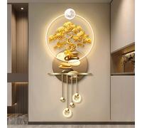 YVYKFZD Decoración de Pared Creativa, Arte de Pared 3D, Esculturas de Pareds LED con Colgante de Bola metálica, Lámpara de pareds Tradicional China(Style d,50x110cm/19.6"x43.3")