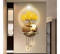 YVYKFZD Decoración de Pared Creativa, Arte de Pared 3D, Esculturas de Pareds LED con Colgante de Bola metálica, Lámpara de pareds Tradicional China(Style e,70x157cm/27.5"x61.8")