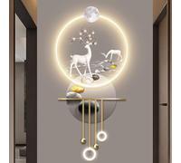 YVYKFZD Decoración de Pared, Esculturas de Pareds con Colgante de Bola metálica, Arte de Pared 3D Creativa, Lámpara de pareds Grande, for Entrada, Pasillo(Style h,60x140cm/23.6"x55.1")