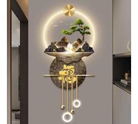 YVYKFZD Decoración de Pared, Esculturas de Pareds con Colgante de Bola metálica, Arte de Pared 3D Creativa, Lámpara de pareds Grande, for Entrada, Pasillo(Style c,50x116cm/19.6"x45.6")