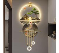 YVYKFZD Decoración de Pared, Esculturas de Pareds con Colgante de Bola metálica, Arte de Pared 3D Creativa, Lámpara de pareds Grande, for Entrada, Pasillo(Style b,50x116cm/19.6"x45.6")