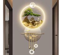 YVYKFZD Decoración de Pared, Esculturas de Pareds con Colgante de Bola metálica, Arte de Pared 3D Creativa, Lámpara de pareds Grande, for Entrada, Pasillo(Style g,70x160cm/27.5"x62.9")