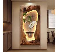 YVYKFZD Decoración de Pared rústica en 3D, Esculturas de Pareds LED con jarrones, Arte de Pared 3D de Arenisca, Lámpara de pareds Creativa, Mural escultórico Entrada(Brown 2,40x80cm/15.7"x31.4")