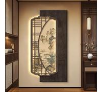 YVYKFZD Imitación Decoración de Pared 3D, Esculturas de Pareds LED, Arte de Pared de Arenisca, Lámpara de pareds Decorativa China, Mural rústico for Entrada, Dormitorio(Retro 1,50x100cm/19.6"x39.3")