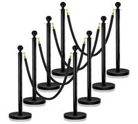 YVYKFZD Juego de Poste Separador, Postes Separadores comerciales con cuerdas de terciopelo negro de 4,9 pies, Barreras de Seguridad Control de Multitudes for teatros(Nero,8 Pack)