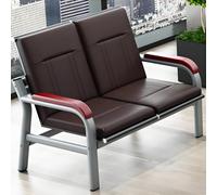 YVYKFZD Juego Des Sillas de Recepción, Sillas para Sala de Espera con Respaldo Alto y reposabrazos, Banco Des recepción Cuero sintético, Silla para Invitados(Brown,2 Seat)