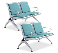 YVYKFZD Juego Des Sillas de Recepción, Sillas para Sala de Espera Cuero sintético, Banco Des recepción con Brazos, Silla para Invitados Acero Paras Aeropuerto, Hospital(Green,4 Seat)