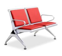 YVYKFZD Juego Des Sillas de Recepción, Sillas para Sala de Espera Cuero sintético, Banco Des recepción con Brazos, Silla para Invitados Acero Paras Aeropuerto, Hospital(Rosso,2 Seat)
