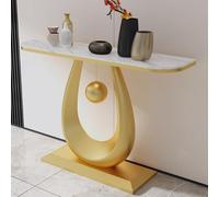 YVYKFZD Mesa Consola Estrecha y Larga, Mesa de Entrada Mesas de Consolas con Base metálica geométrica, Consola Recibidor Mueble Recibidor industriales, Mesas Auxiliar para Pasillo(Gold A,150cm/59.0")