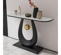YVYKFZD Mesa Consola estrecha y larga, Mesa de Entrada Mesas de Consolas con base metálica geométrica, Consola Recibidor Mueble Recibidor industriales, Mesas Auxiliar para pasillo(Black A,150cm/59.0")
