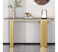 YVYKFZD Mesa Consola Glam, Mesa de Entrada Consola Recibidor Estrecha y Larga, Mesas de Consolas Mueble Recibidor con Base Des Metal, Mesas Auxiliar Industrial(Gold C,140cm/55.1")