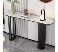 YVYKFZD Mesa Consola Glam, Mesa de Entrada Consola Recibidor Estrecha y Larga, Mesas de Consolas Mueble Recibidor con Base Des Metal, Mesas Auxiliar Industrial(Black B,140cm/55.1")