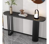 YVYKFZD Mesa Consola Glam, Mesa de Entrada Consola Recibidor Estrecha y Larga, Mesas de Consolas Mueble Recibidor con Base Des Metal, Mesas Auxiliar Industrial(Black D,120cm/47.2")
