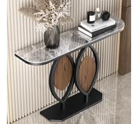 YVYKFZD Mesa Consola Glam, Mesa de Entrada estrecha y larga, Consola Recibidor Mesas de Consolas con base des metal, Mueble Recibidor Mesas Auxiliar para pasillo, fácil des montar(Black A,120cm/47.2")