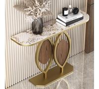 YVYKFZD Mesa Consola Glam, Mesa de Entrada Estrecha y Larga, Consola Recibidor Mesas de Consolas con Base Des Metal, Mueble Recibidor Mesas Auxiliar para Pasillo, fácil Des Montar(Gold B,120cm/47.2")