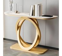 YVYKFZD Mesa Consola, Mesa de Entrada Consola Recibidor Estrecha y Larga, Mesas de Consolas Mueble Recibidor con Estructura metálica geométrica, Elegante Mesas Auxiliar(Gold,120cm/47.2")