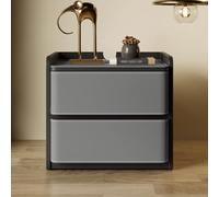 YVYKFZD Mesita de Noche Creativa, Mesitas Dormitorio, Mesilla de Noche de Madera con 2 cajones, Mesita Auxiliar de pie envueltas en Cuero, no Requiere ensamblaje(Medium Gray,50cm/19.6")