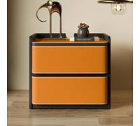 YVYKFZD Mesita de Noche Creativa, Mesitas Dormitorio, Mesilla de Noche de Madera con 2 cajones, Mesita Auxiliar de pie envueltas en Cuero, no Requiere ensamblaje(Orange,45cm/17.7")